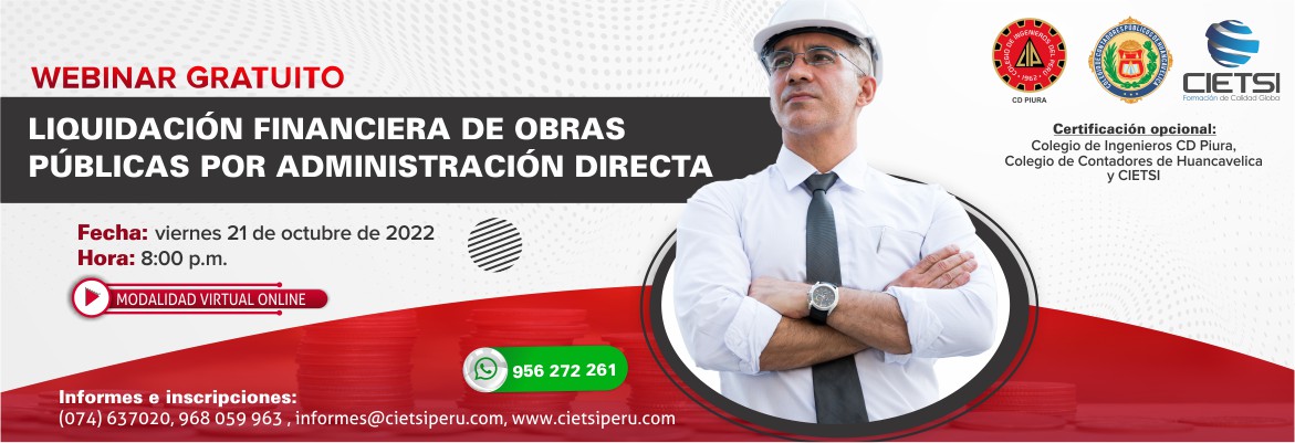 webinar liquidaciOn financiera de obras pUblicas por administraciOn directa 2022